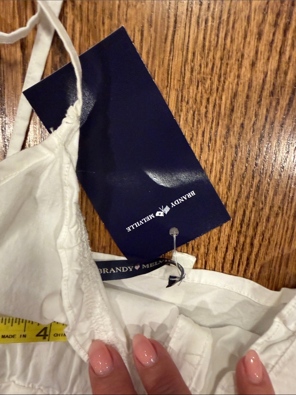 Brandy Melville White Tie-Strap Button-Front Camisole - Picture 2 of 6